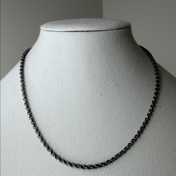 Men's Gunmetal Black Rolo Box Link 925 Silver Chain Necklace Tested